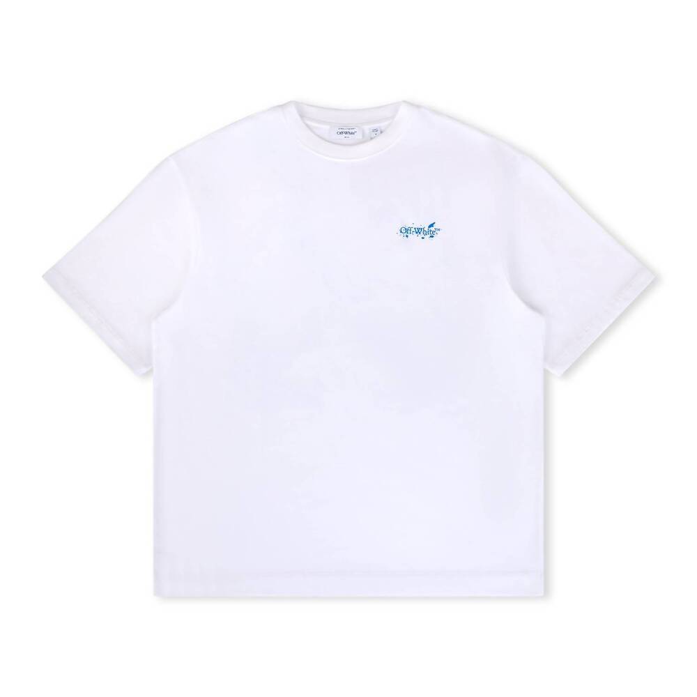 NEW OFF-WHITE men's paint splatter arrow diag skate fit tee in white